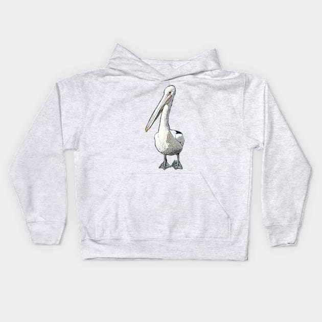 IT'S A PELICANS LIFE - CARTOON PELICAN BIRD FROM A PHOTOGRAPH Kids Hoodie by iskybibblle